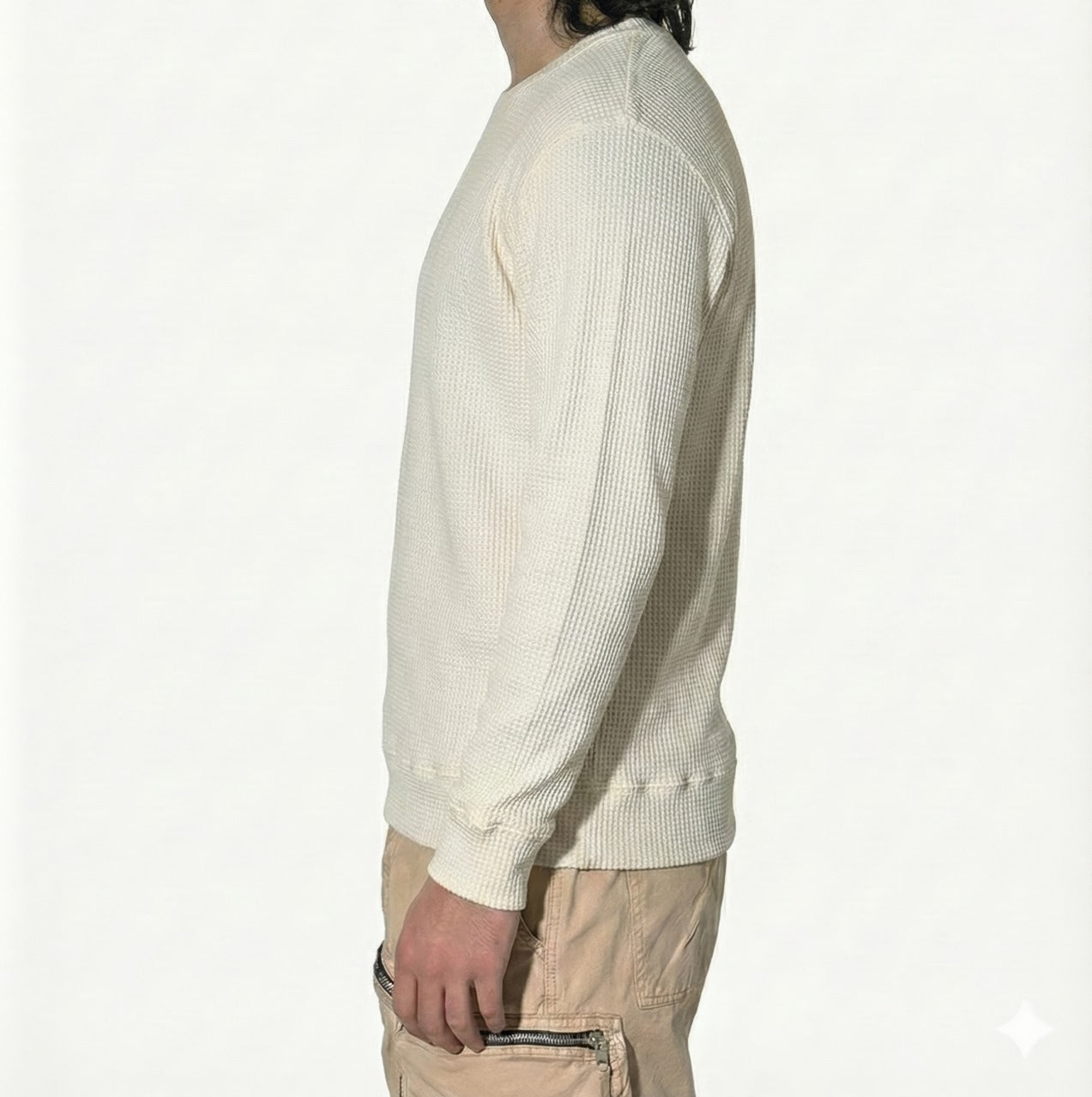 Waffle Knit Sweatshirt (Off White)