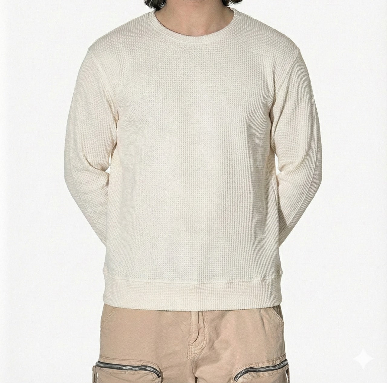 Waffle Knit Sweatshirt (Off White)